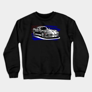 Dodge Viper Old Grey American Flag version Crewneck Sweatshirt